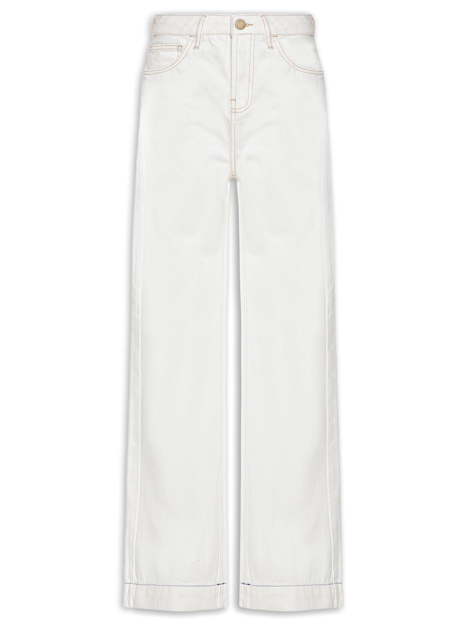 Calça Feminina Sarja A Wide Leg Viva Bem Branco Cantão