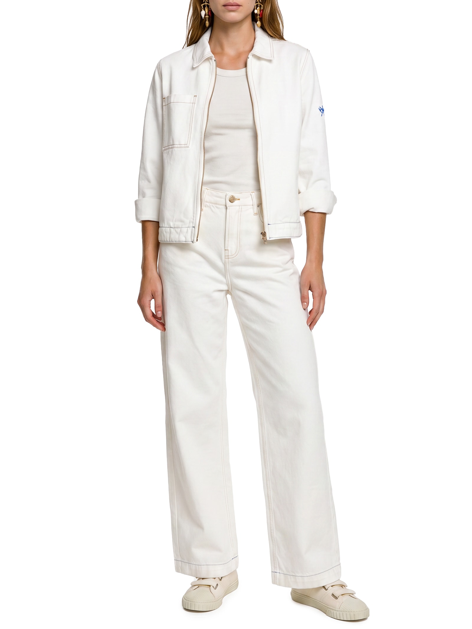 Calça Feminina Sarja A Wide Leg Viva Bem Branco Cantão