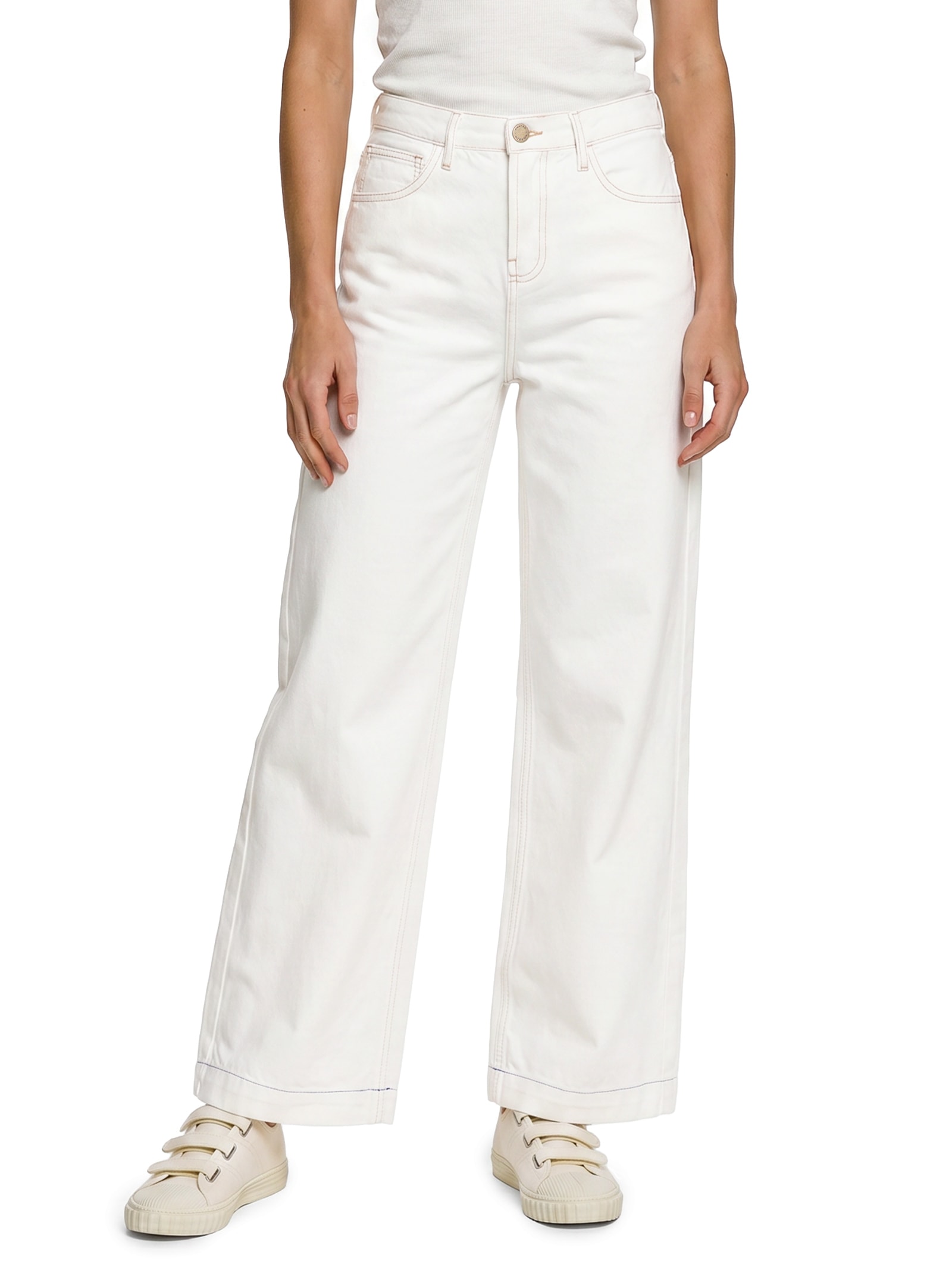 Calça Feminina Sarja A Wide Leg Viva Bem Branco Cantão