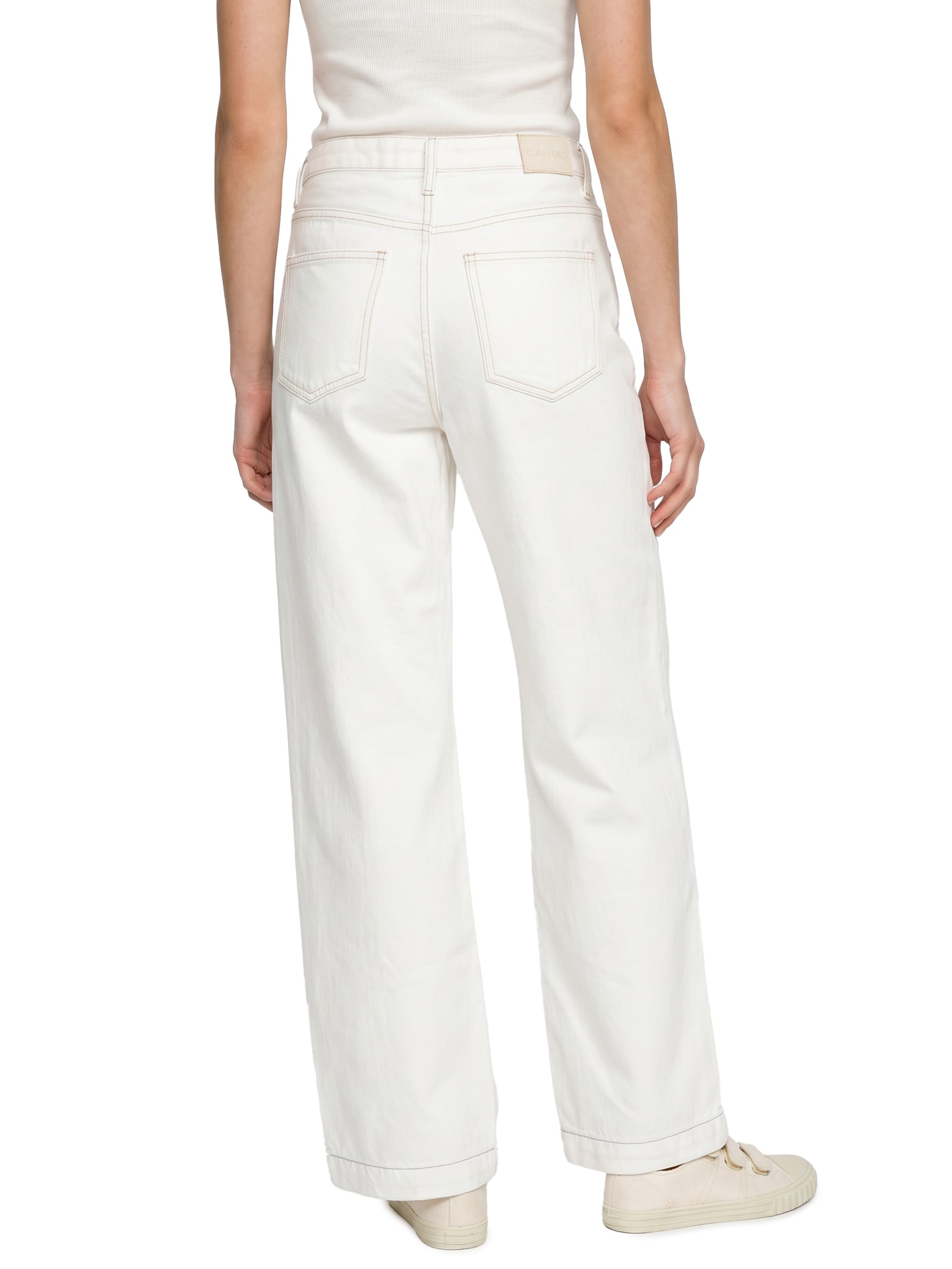 Calça Feminina Sarja A Wide Leg Viva Bem Branco Cantão