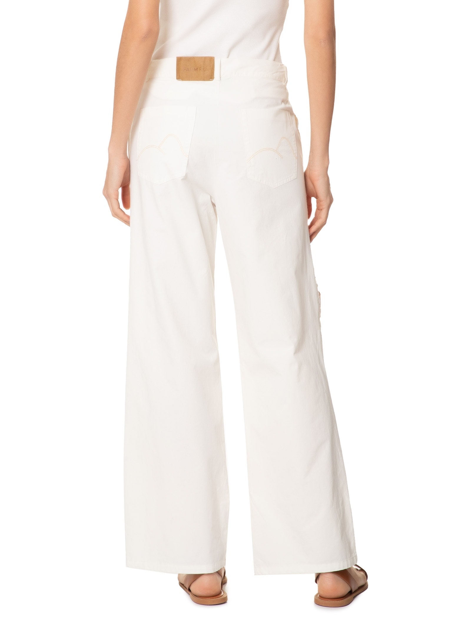 Calça Feminina Sarja Artesanal Richelieu Off White Farm