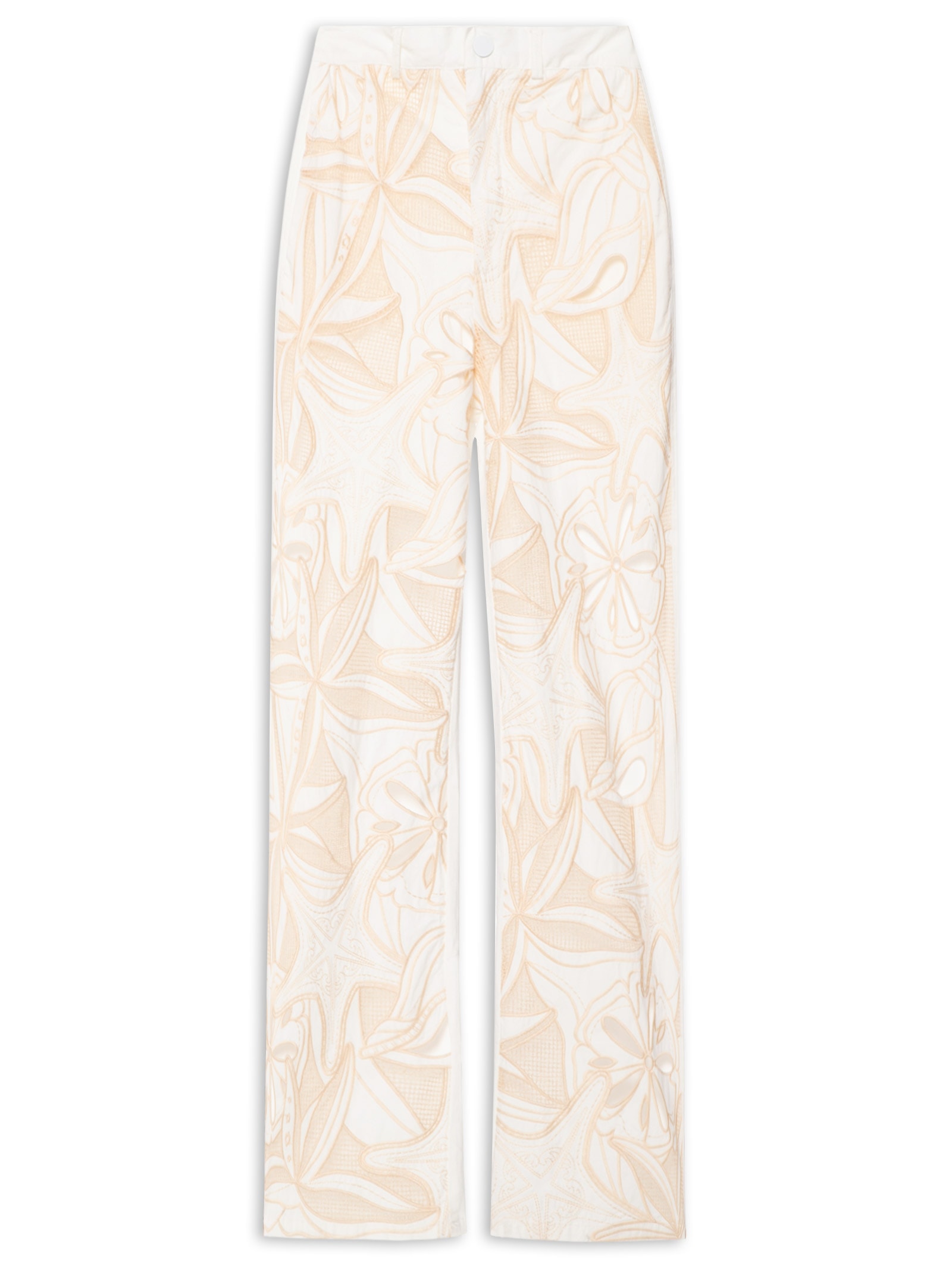 Calça Feminina Sarja Artesanal Richelieu Off White Farm