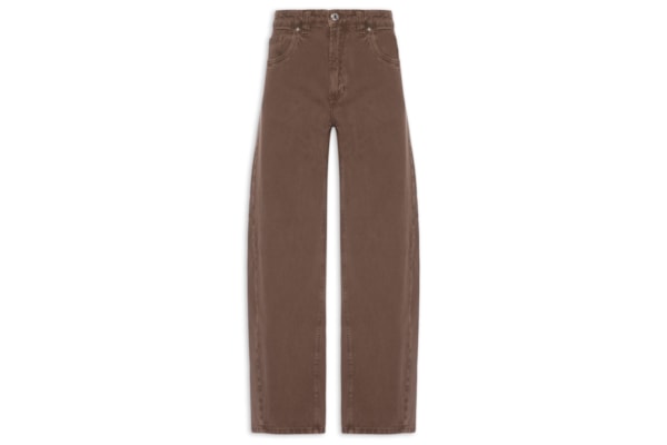 Calça Feminina Sarja Baggy Barcelona New Basic - Marrom