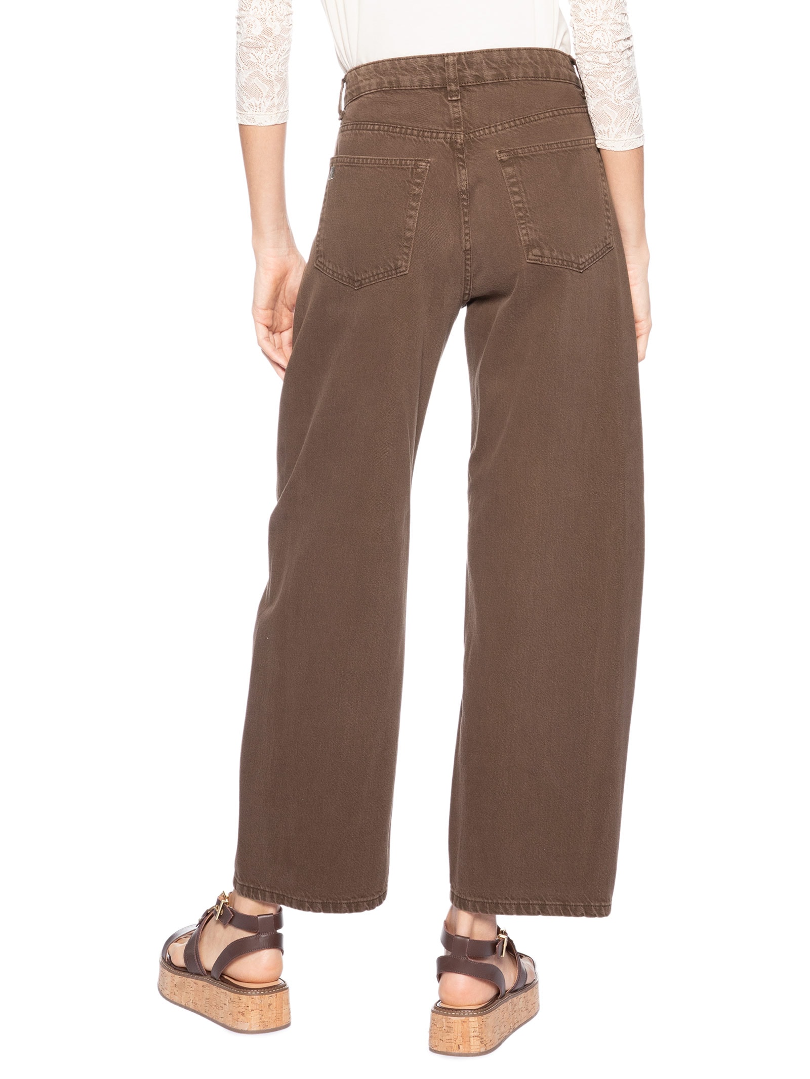 Calça Feminina Sarja Baggy Barcelona New Basic Marrom Animale Jeans