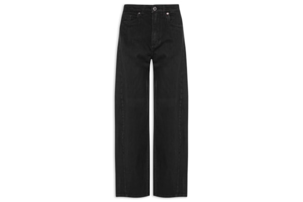 Calça Feminina Sarja Baggy Barcelona New Basic - Preto