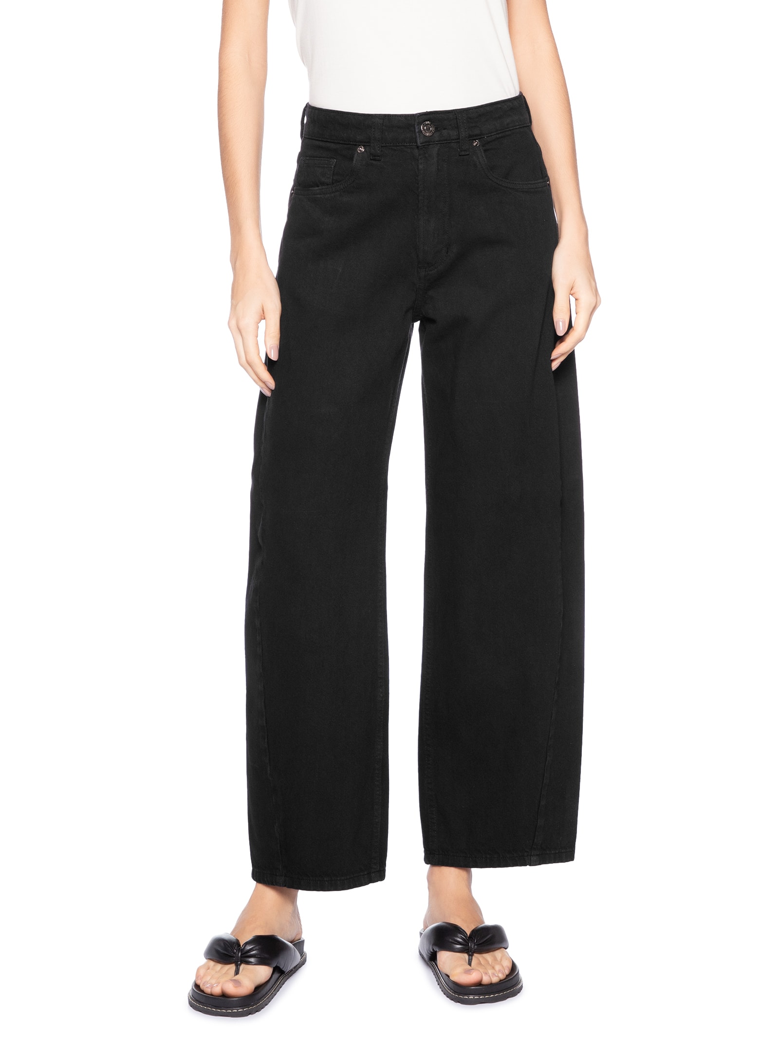 Calça Feminina Sarja Baggy Barcelona New Basic Preto Animale Jeans
