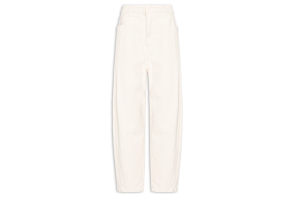 Calça Feminina Sarja Baggy Cintura Média - Branco