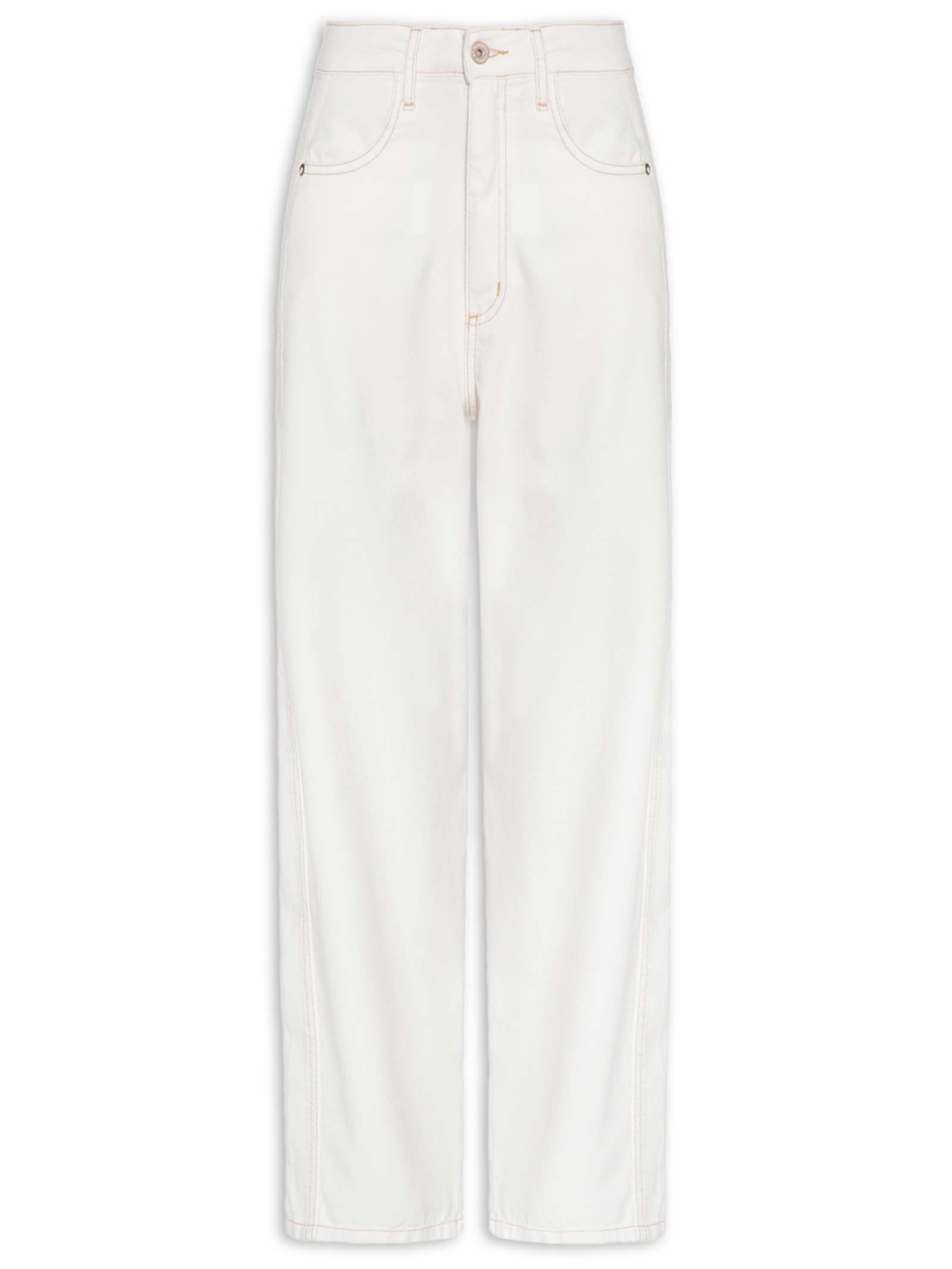 Calça Feminina Sarja Ballon High Branco My Favorite