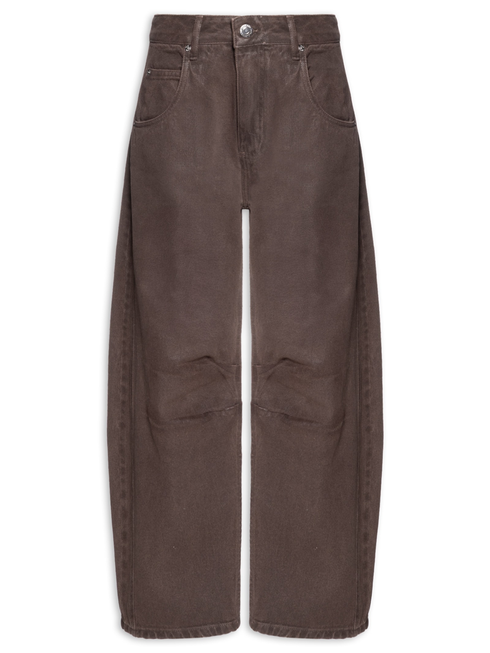 Calça Feminina Sarja Ballon Resinada Marrom Animale Jeans