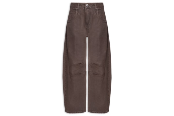 Calça Feminina Sarja Ballon Resinada - Marrom