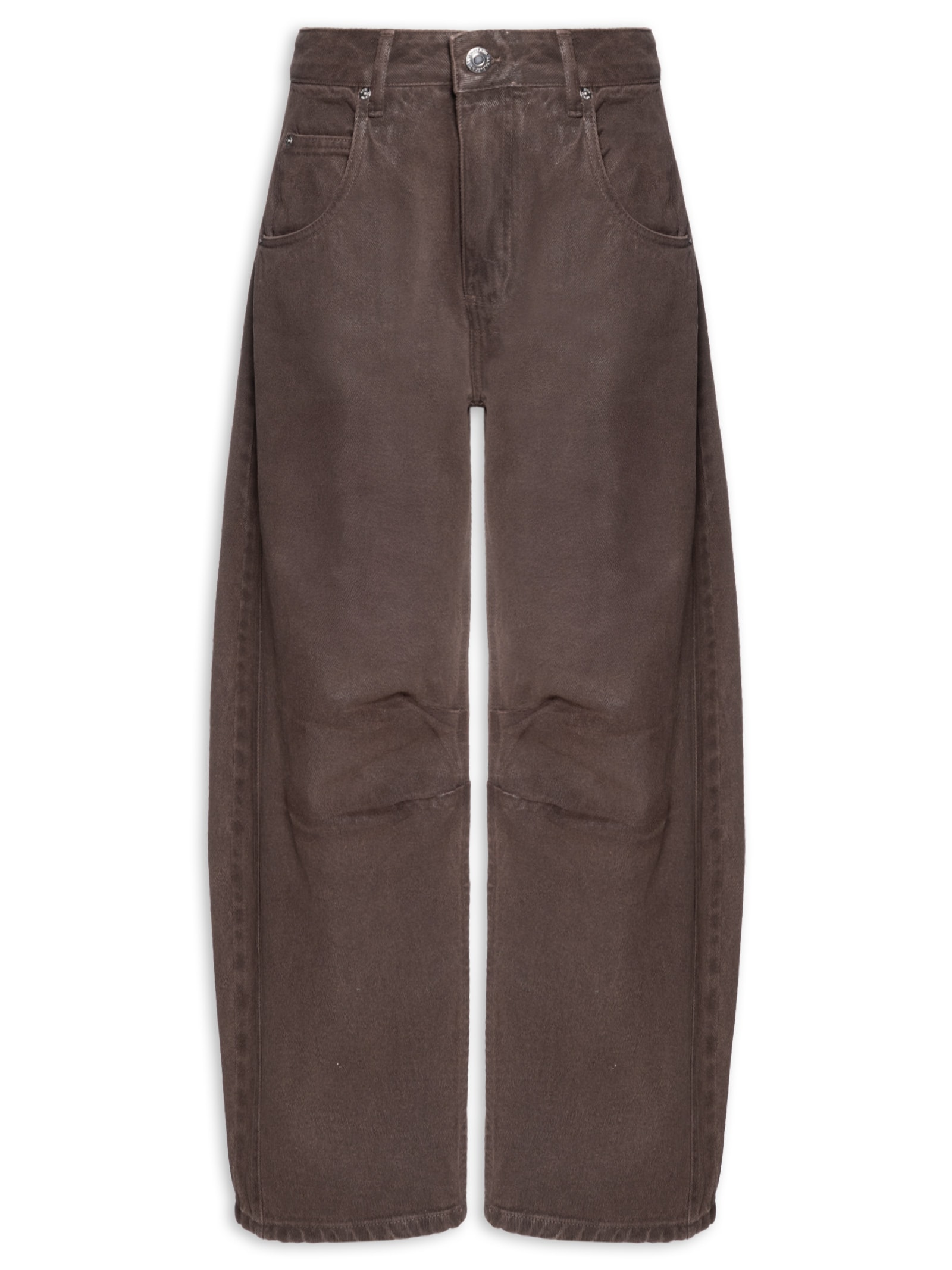 Calça Feminina Sarja Ballon Resinada Marrom Animale Jeans