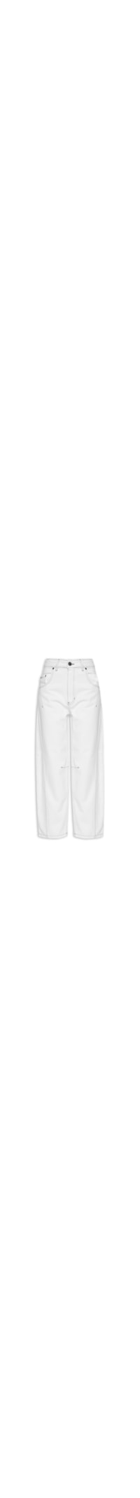 Calça Feminina Sarja Barrel Pesponto Contraste – Branco