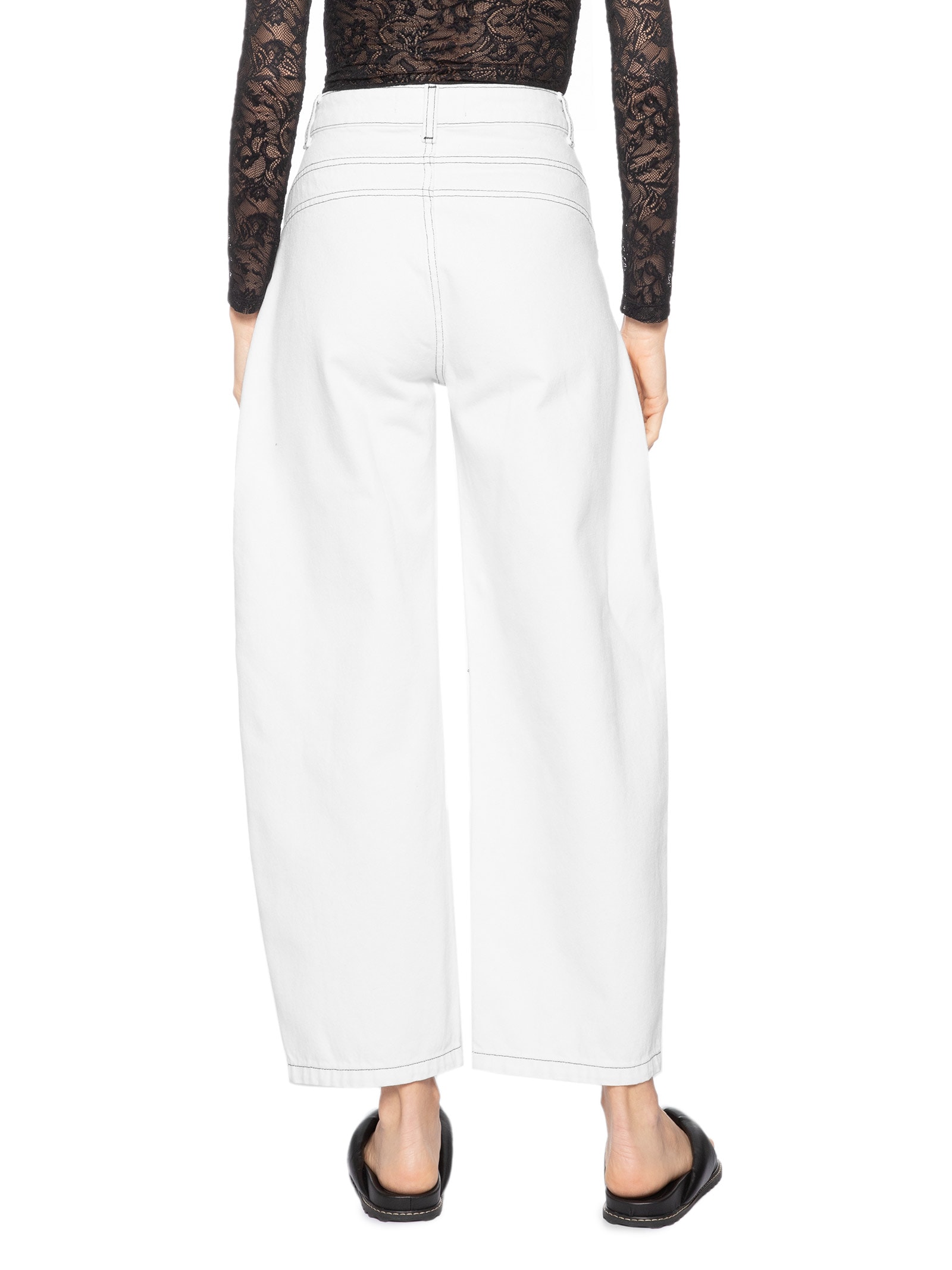 Calça Feminina Sarja Barrel Pesponto Contraste – Branco Animale Jeans