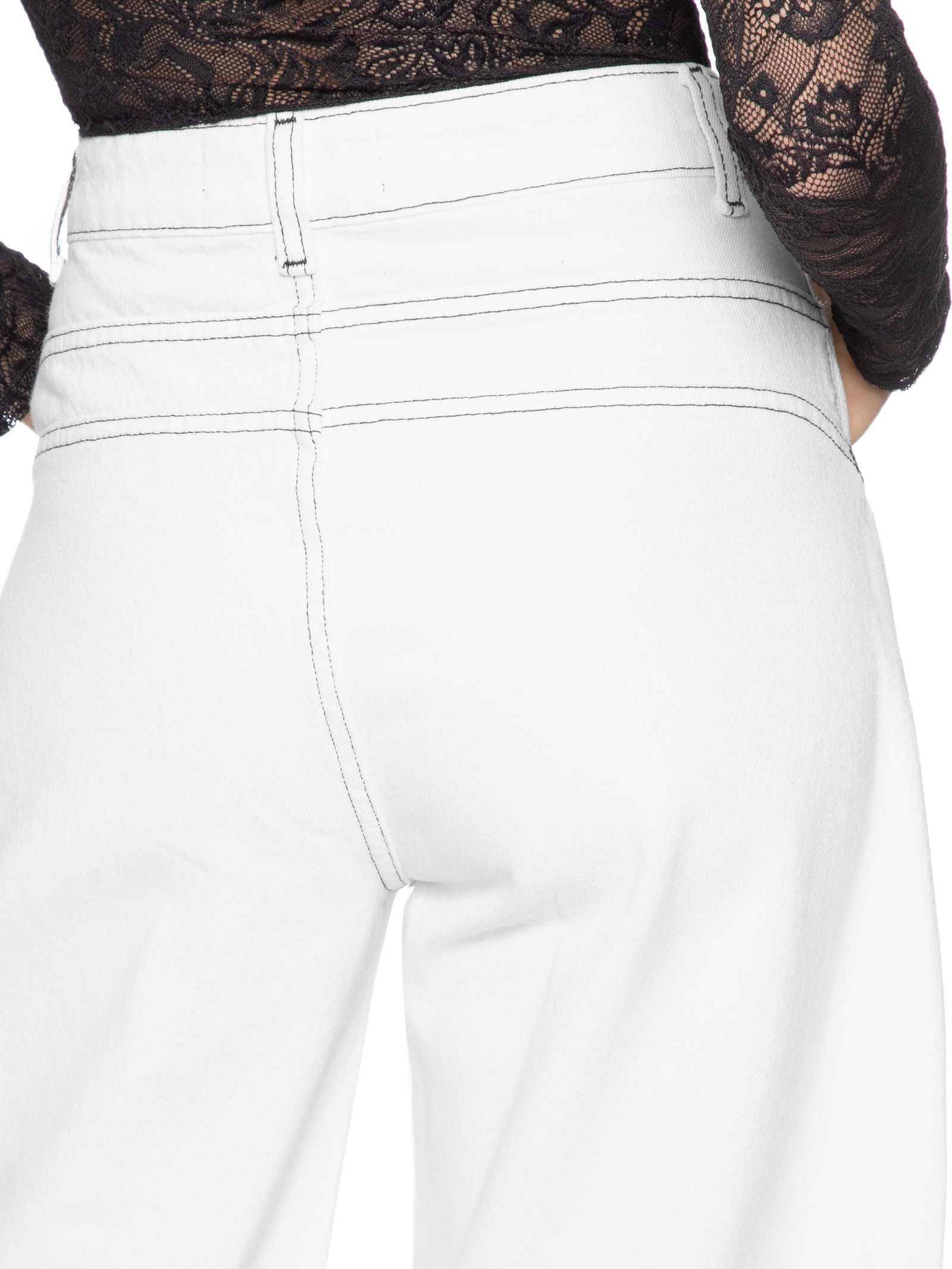 Calça Feminina Sarja Barrel Pesponto Contraste – Branco Animale Jeans