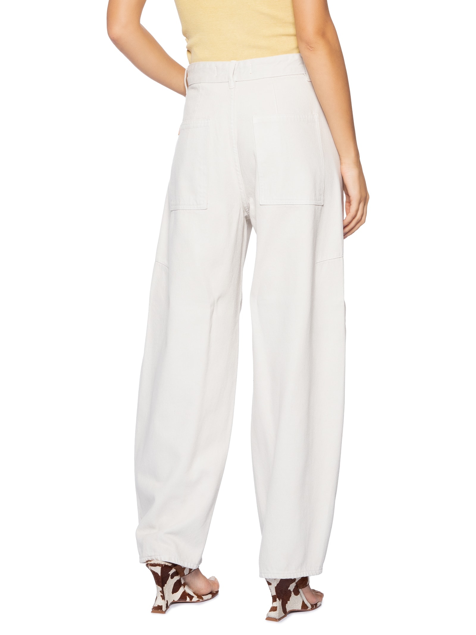 Calça Feminina Sarja Barrel Recortes E Pence Cinza Animale Jeans