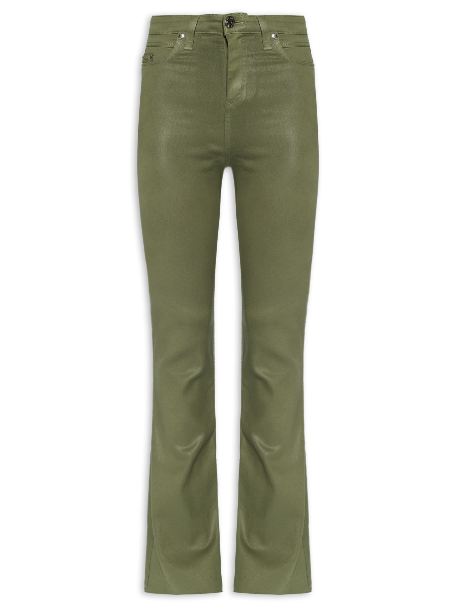 Calça Feminina Sarja Basic High Like Leather Verde Animale Jeans