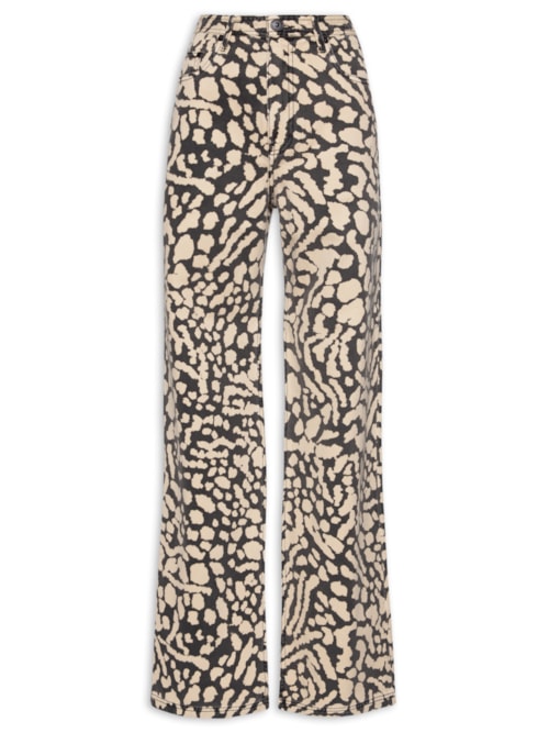 Calça Feminina Sarja Boot 70s Estampado Leopardo – Animal Print