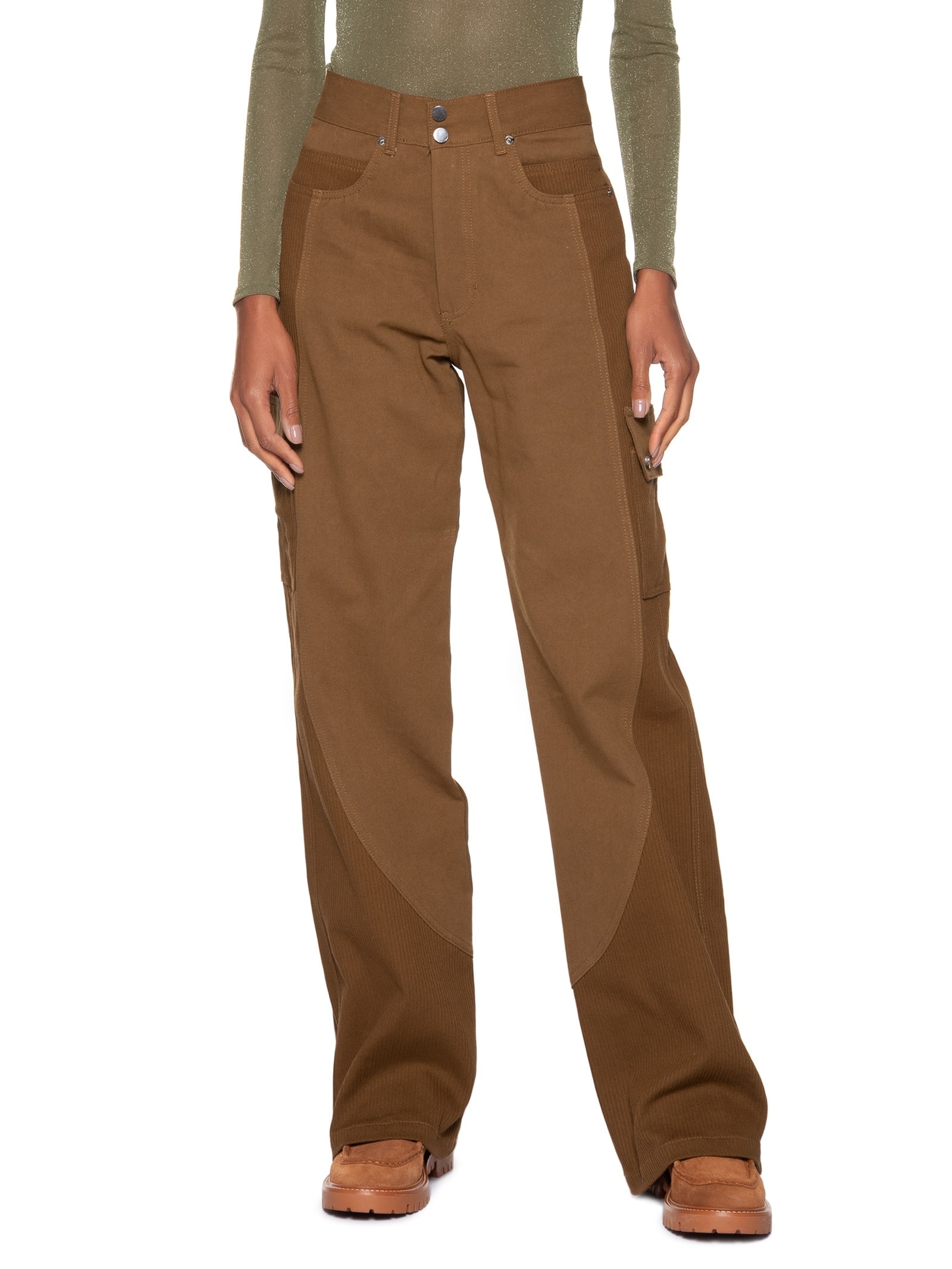 Calça Feminina Sarja Boot 70s Mix Cotele Marrom Animale Jeans