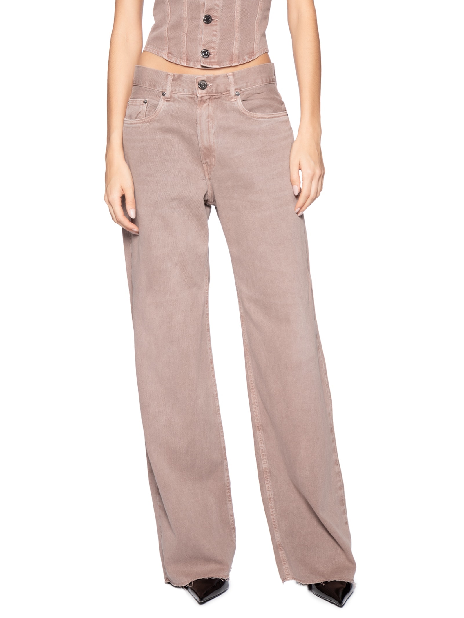 Calça Feminina Sarja Boot 70S Stoned Rosa Animale Jeans