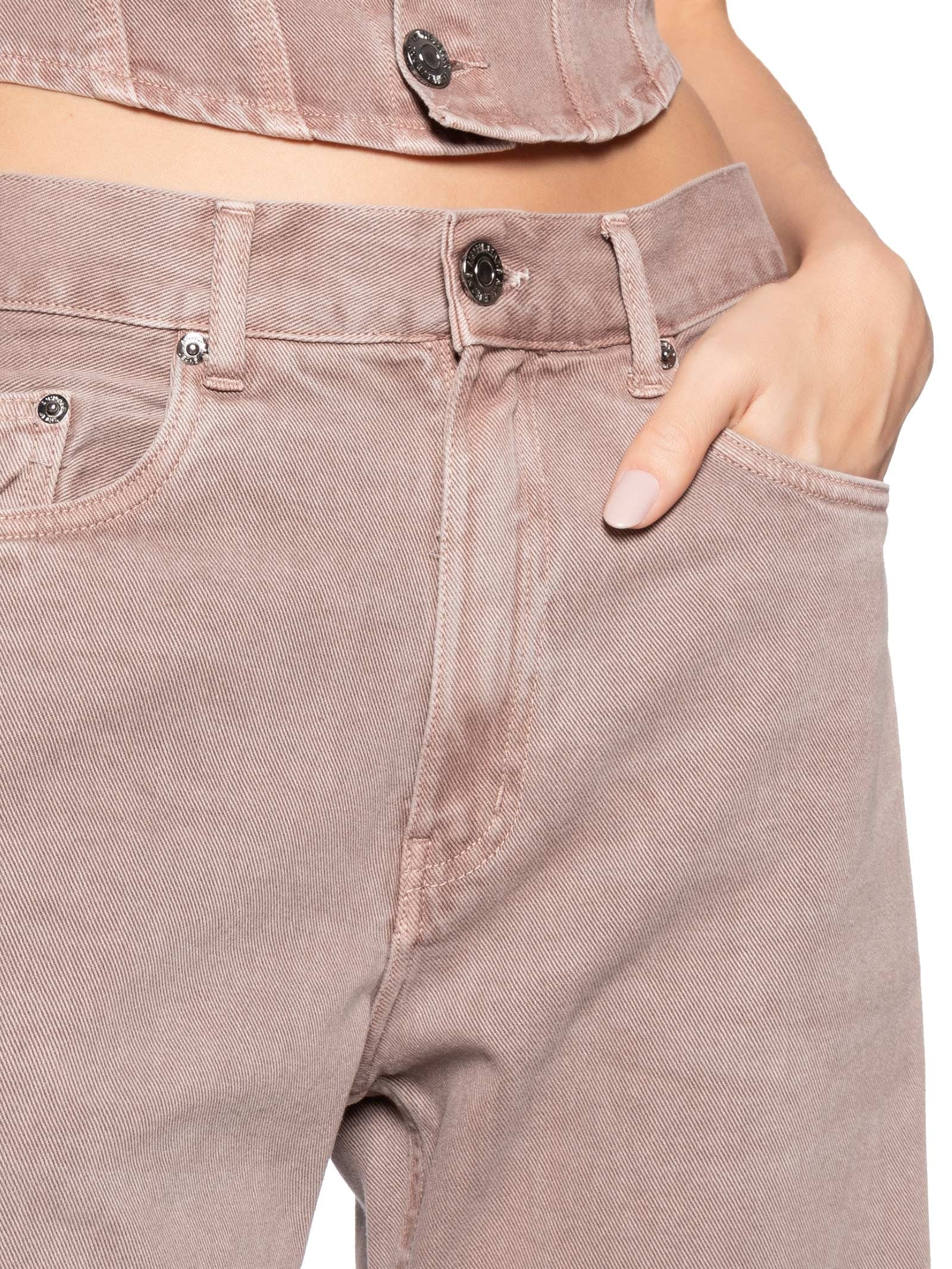 Calça Feminina Sarja Boot 70S Stoned Rosa Animale Jeans