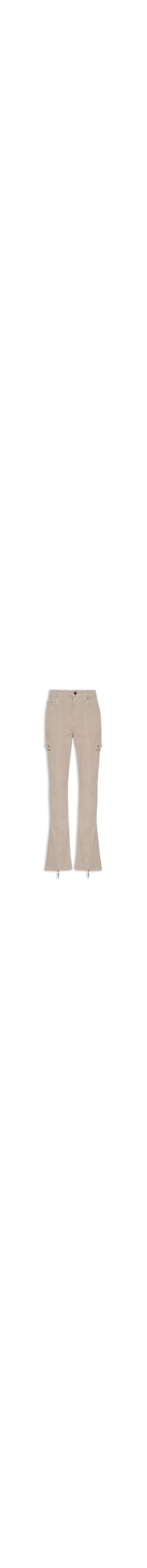 Calça Feminina Sarja Boot Basic High Fenda com Zíper - Bege