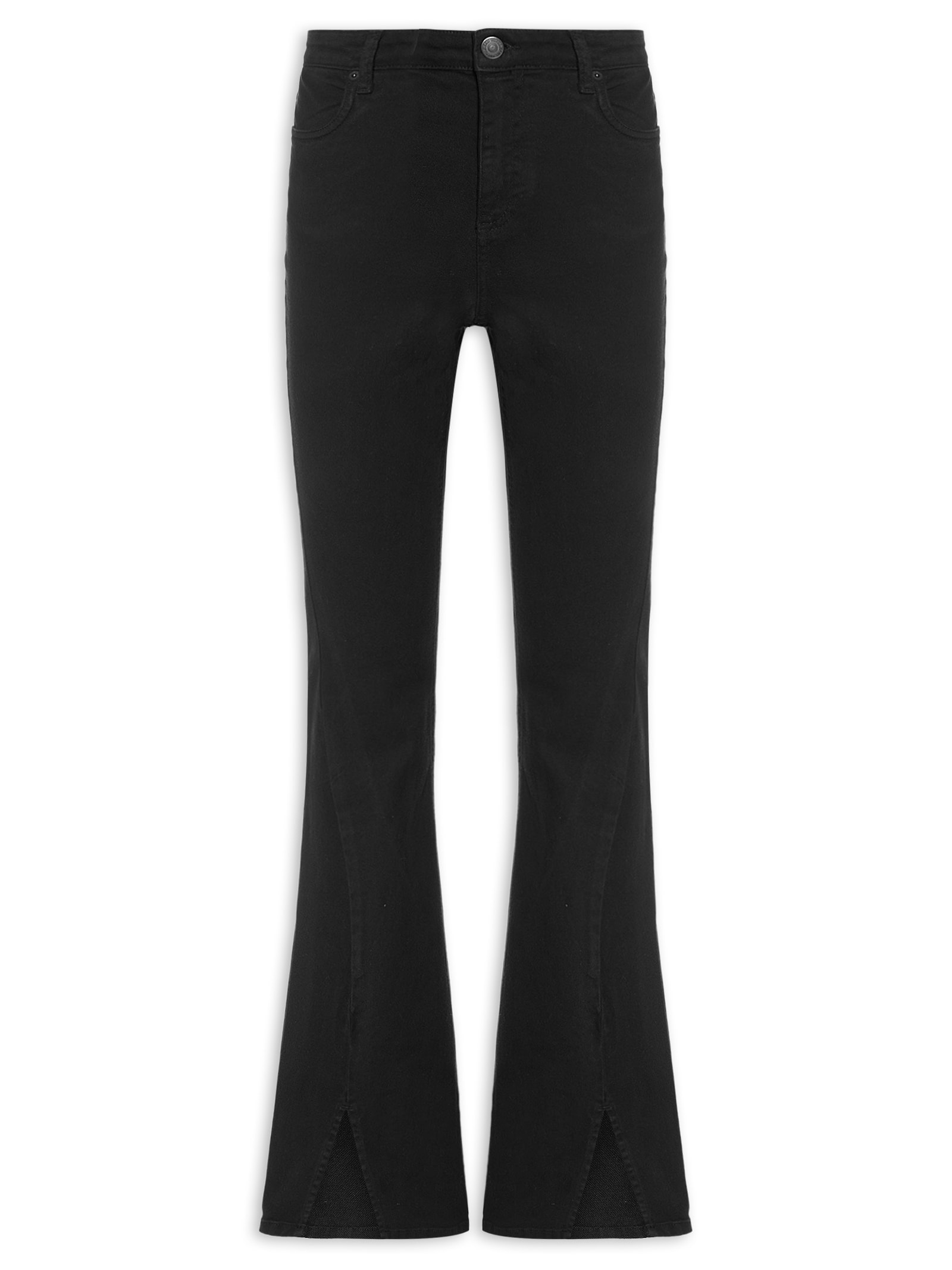 Calça Feminina Sarja Boot Basic High Fenda Preto Animale Jeans