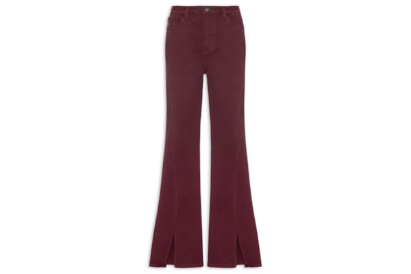 Calça Feminina Sarja Boot Basic High Fenda - Vermelho