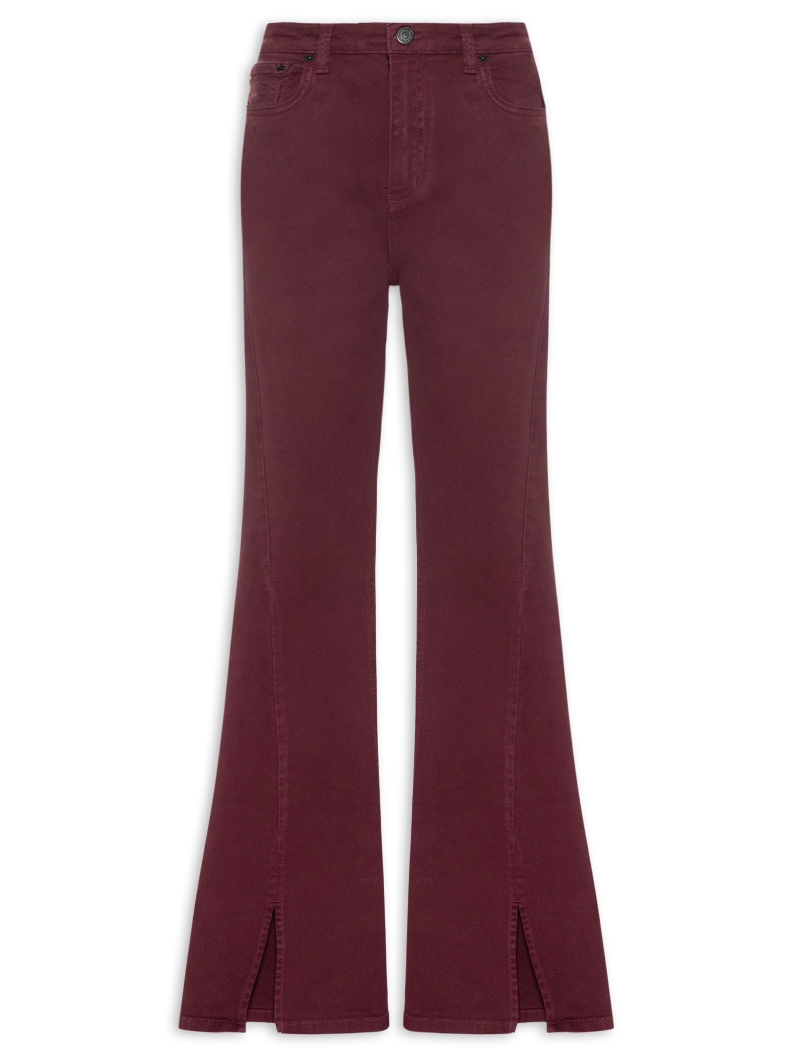 Calça Feminina Sarja Boot Basic High Fenda Vermelho Animale Jeans