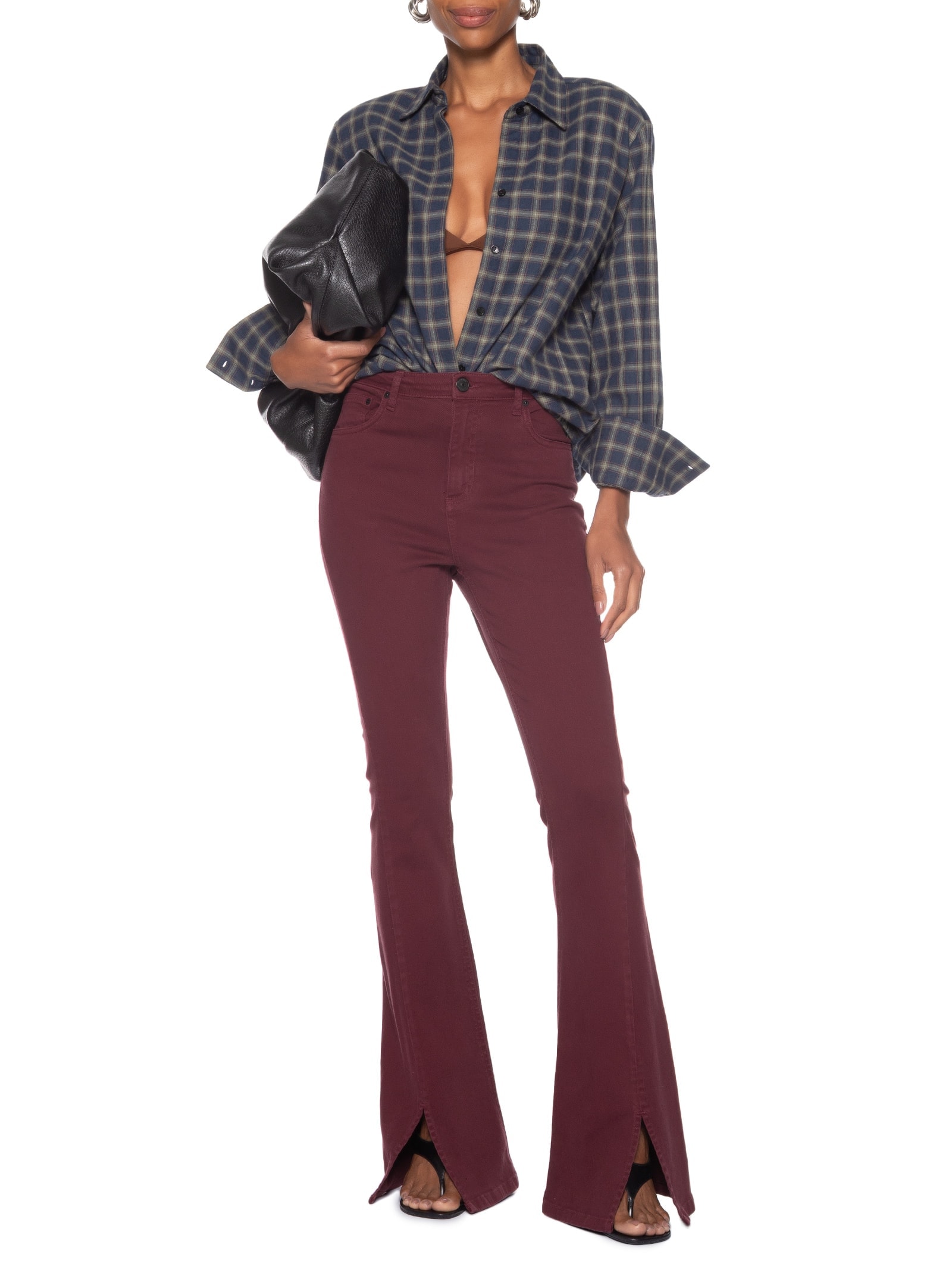 Calça Feminina Sarja Boot Basic High Fenda Vermelho Animale Jeans