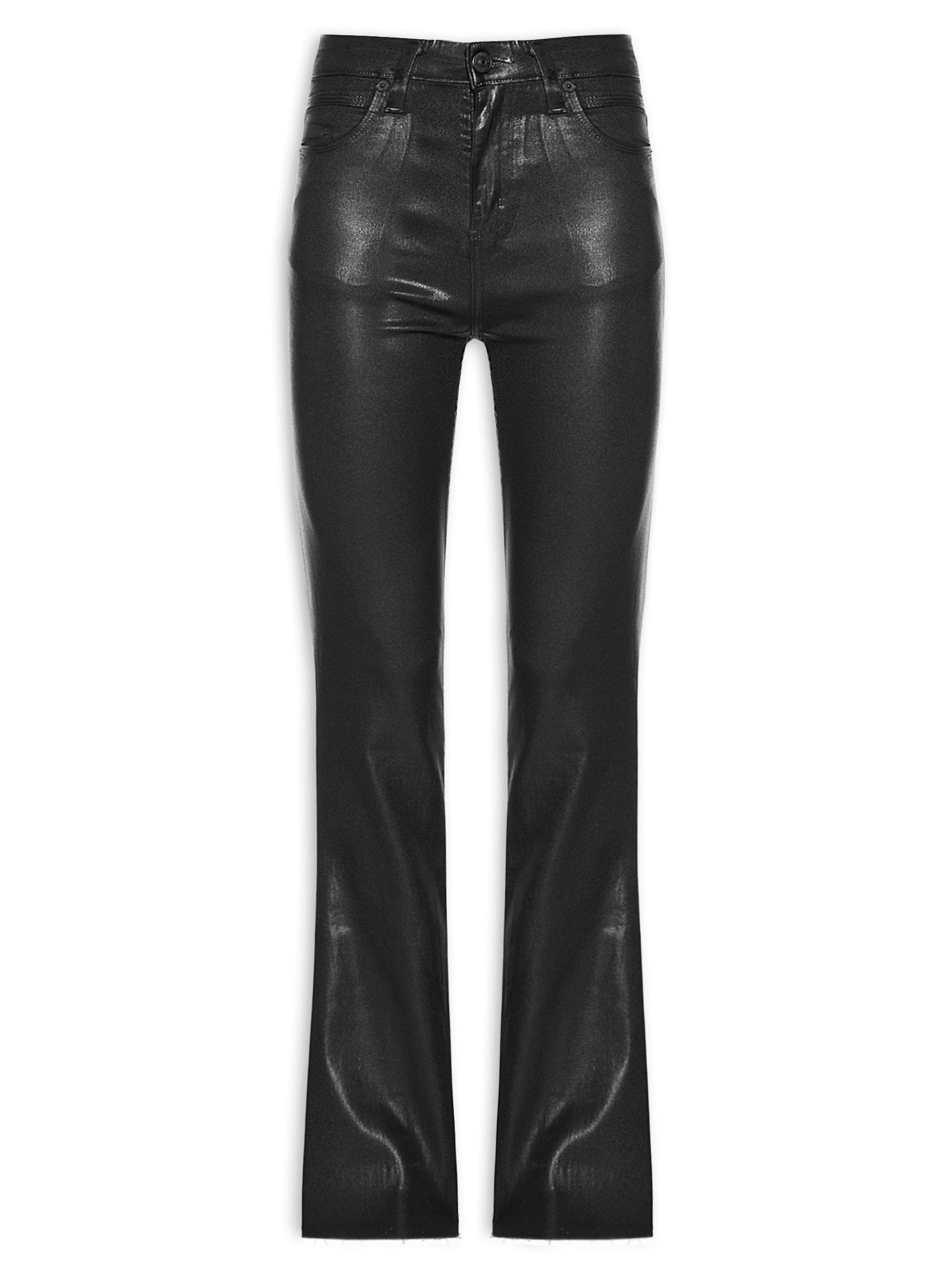 Calça Feminina Sarja Boot Basic High Like Leather Preto Animale Jeans