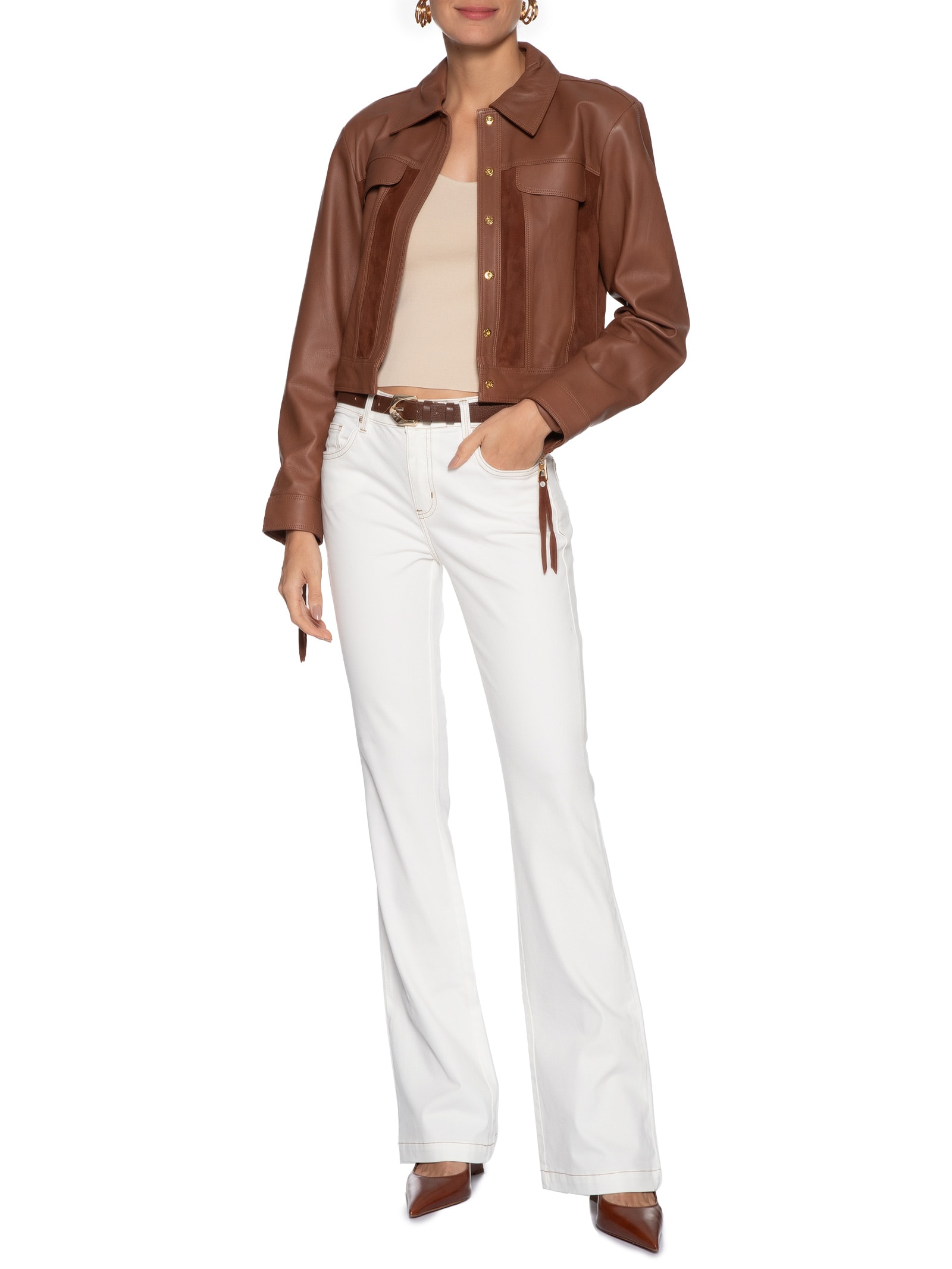 Calça Feminina Sarja Boot Cut Off White Forum