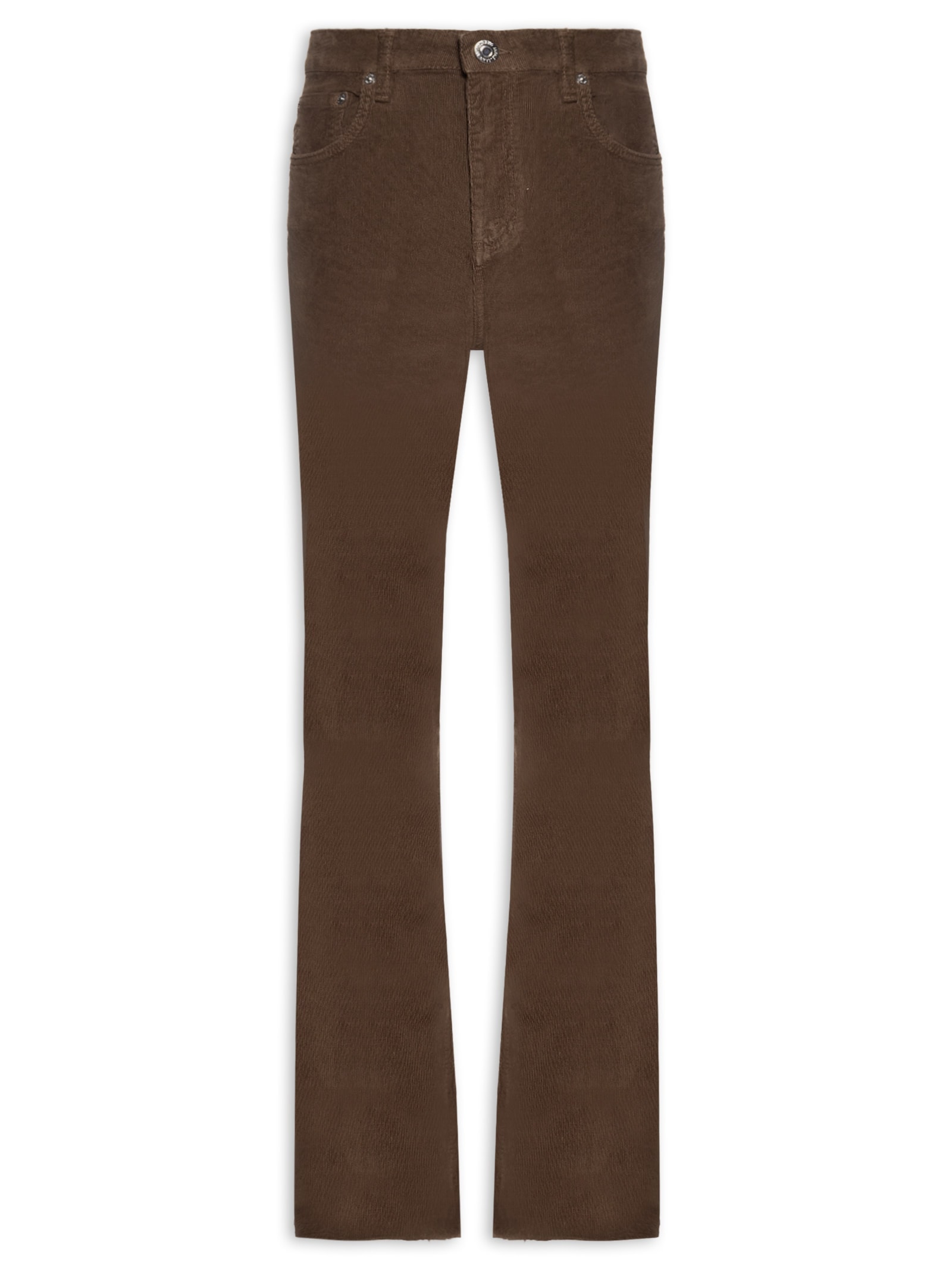 Calça Feminina Sarja Boot High Veludo Marrom Animale Jeans