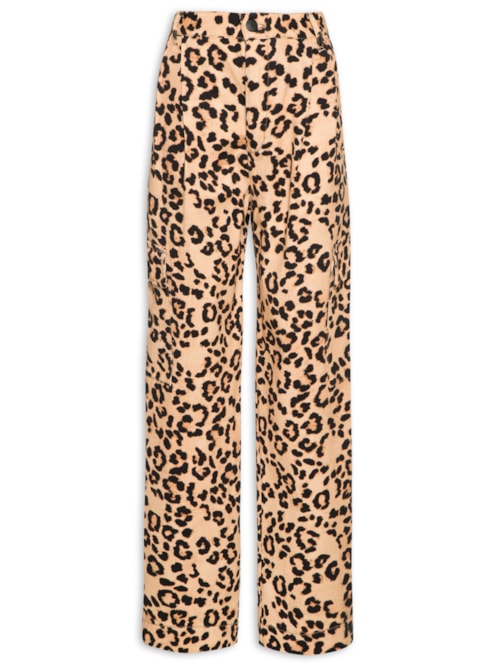 Calça Feminina Sarja Cargo Estampada - Animal Print