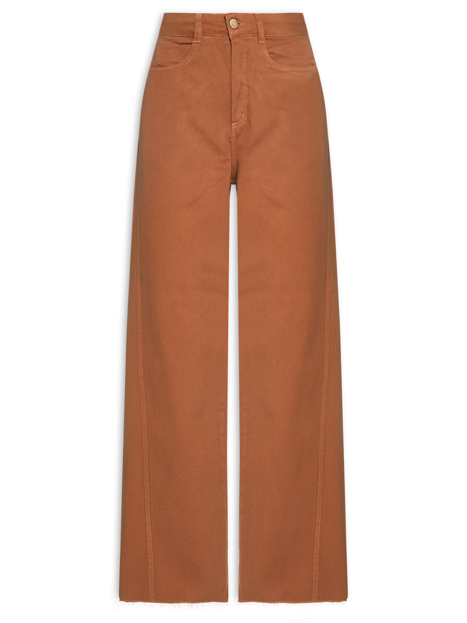 Calça Feminina Sarja Costura Deslocada Marrom Dress To