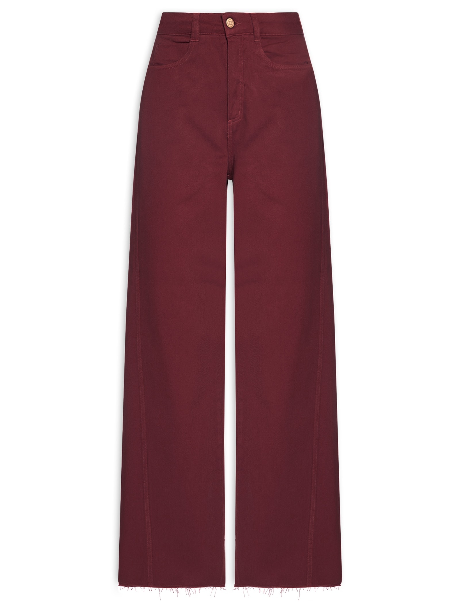 Calça Feminina Sarja Costura Deslocada Vermelho Dress To