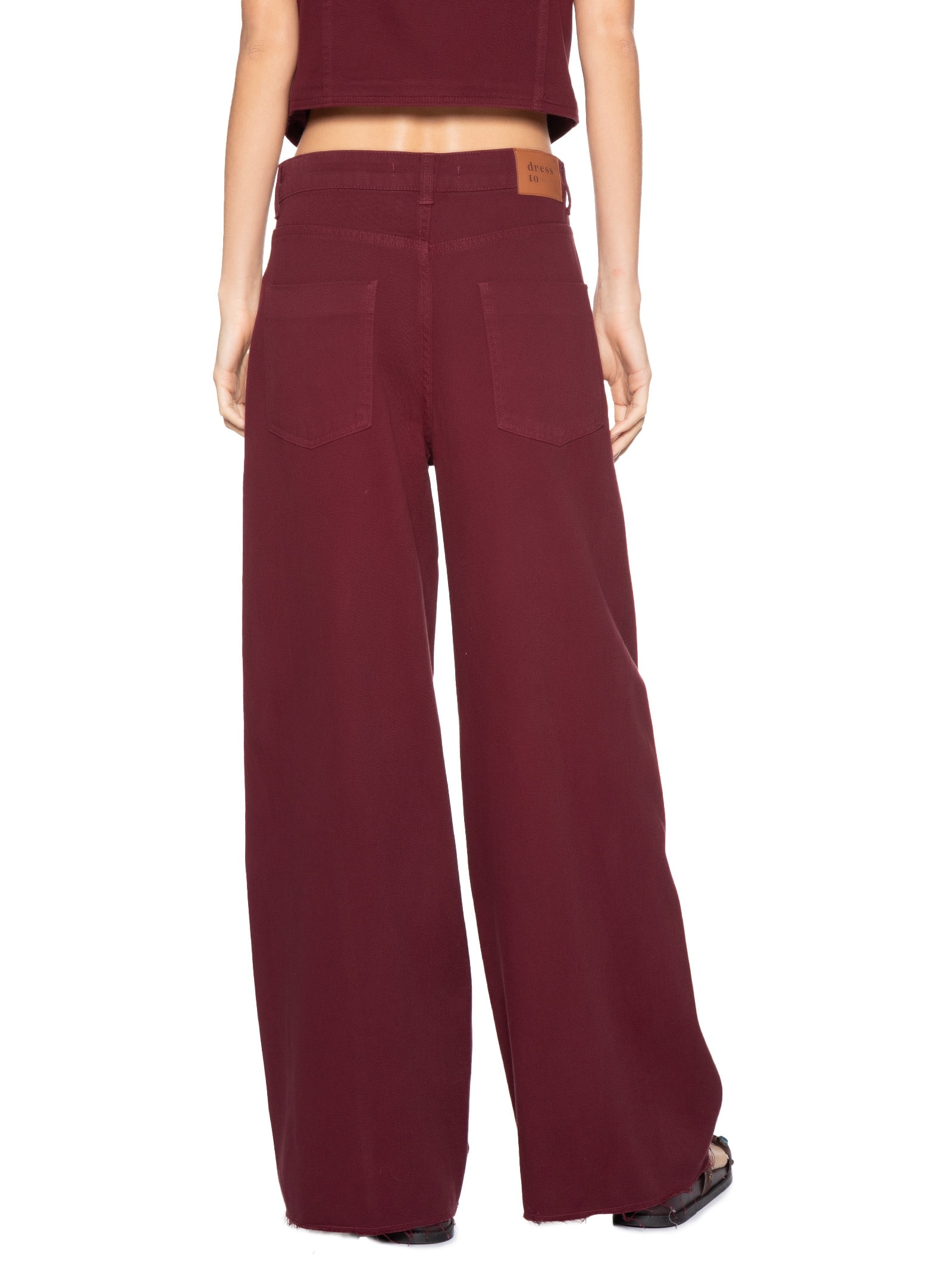 Calça Feminina Sarja Costura Deslocada Vermelho Dress To
