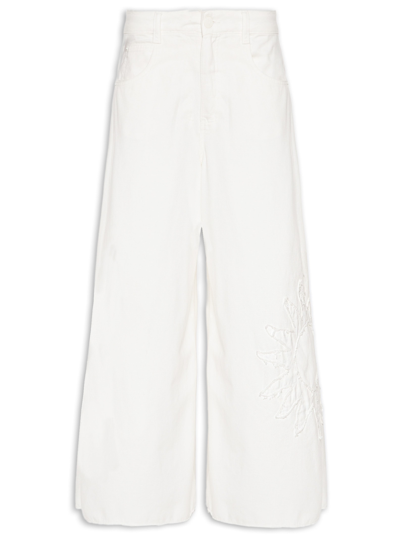 Calça Feminina Sarja Detalhe Sol Off White Dress To