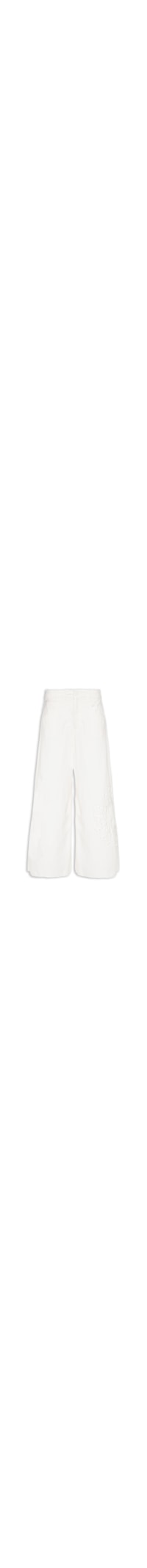 Calça Feminina Sarja Detalhe Sol - Off White