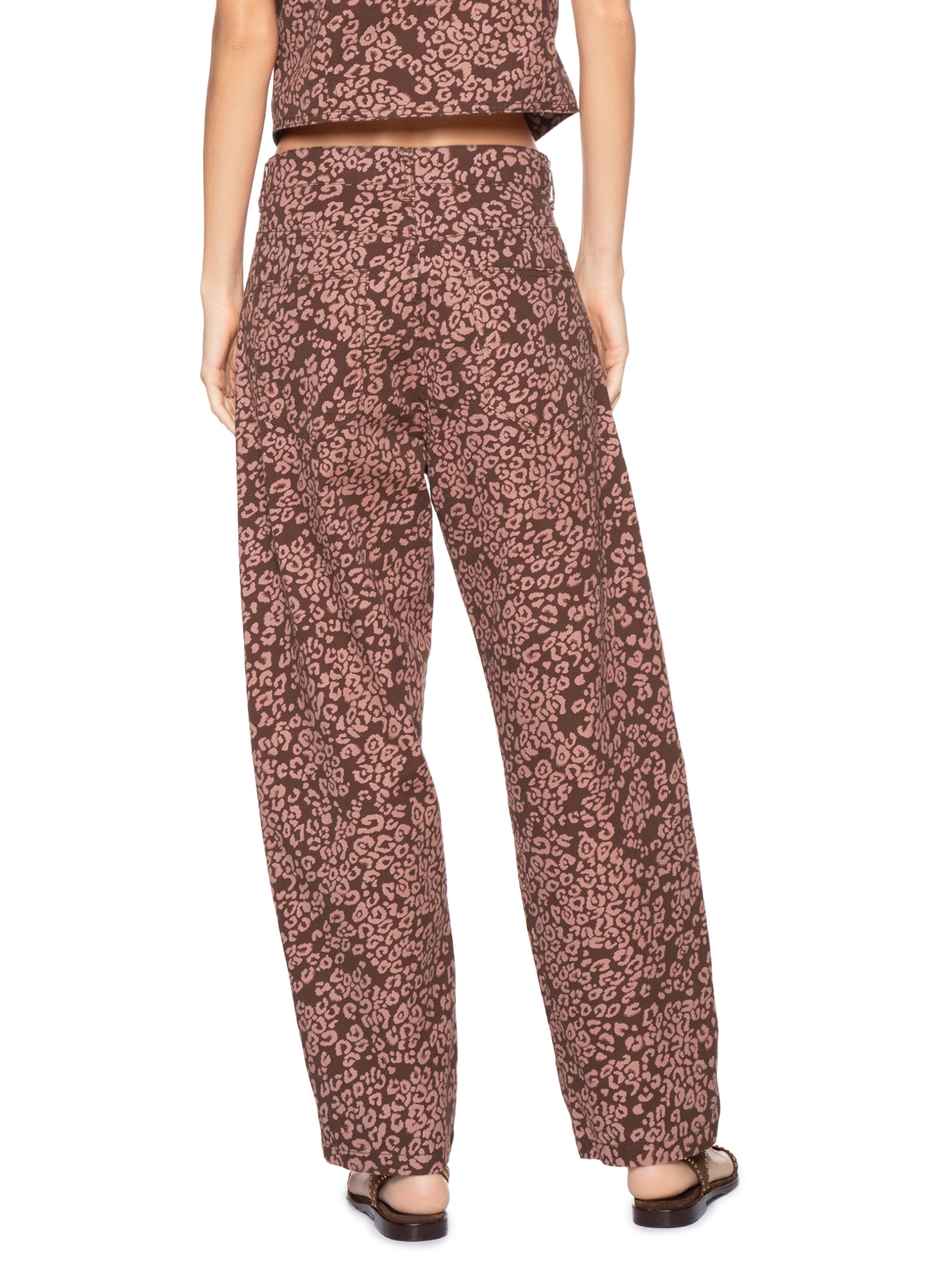 Calça Feminina Sarja Estampa Felina Marrom Dress To