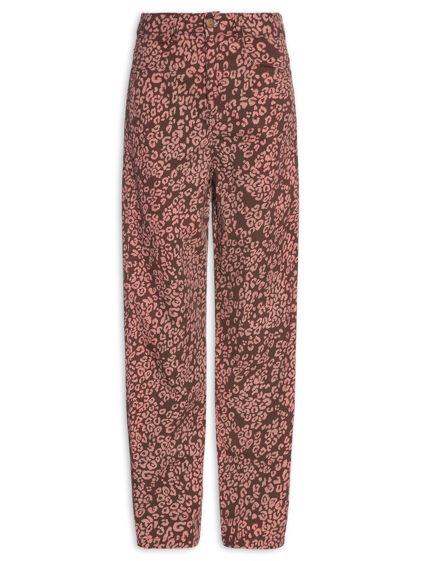 Calça Feminina Sarja Estampa Felina Marrom Dress To