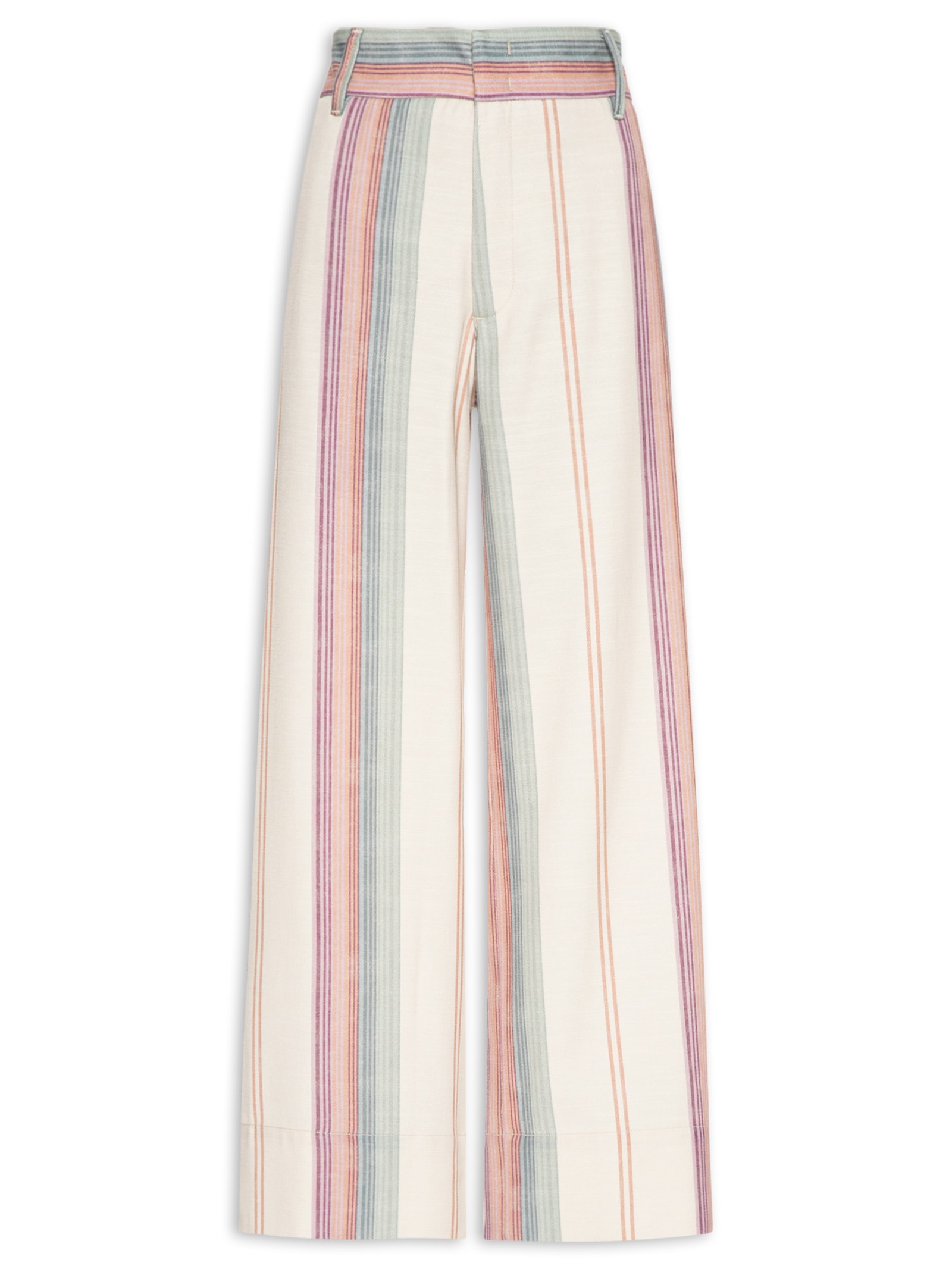 Calça Feminina Sarja Estampa Listra Coloris Bege Maria Filó
