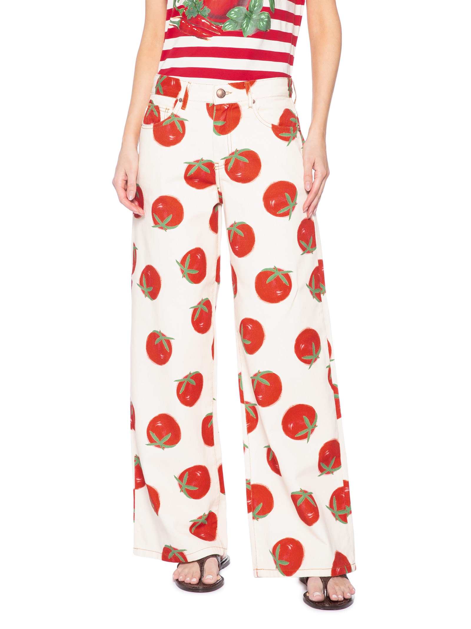 Calça Feminina Sarja Faver Tomatinhos Vermelho Farm