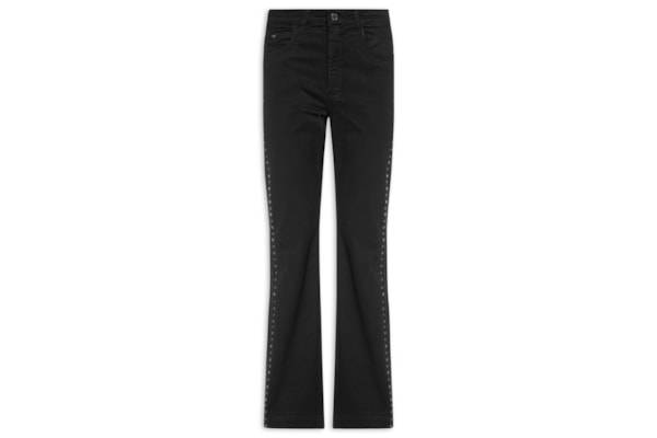 Calça Feminina Sarja Flare Lateral Tachas - Preto