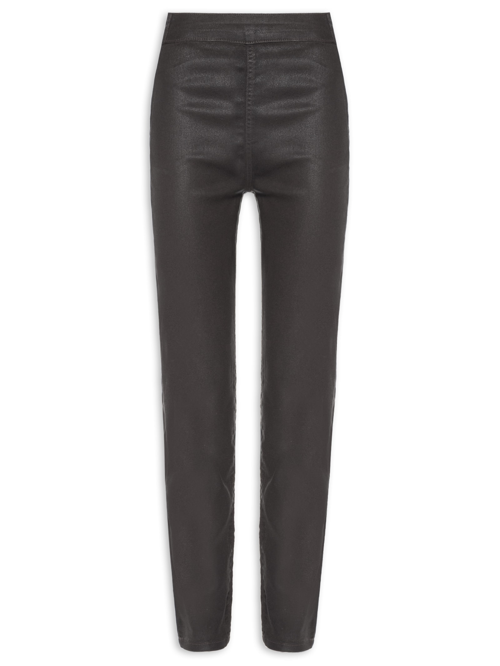 Calça Feminina Sarja Jegging Resinada Super High Marrom Lança Perfume