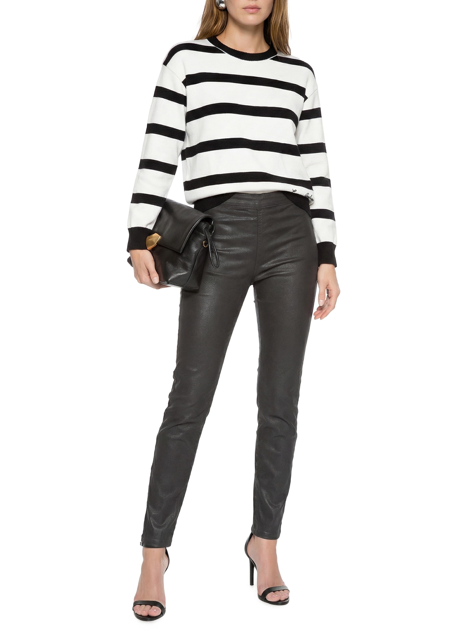 Calça Feminina Sarja Jegging Resinada Super High Marrom Lança Perfume