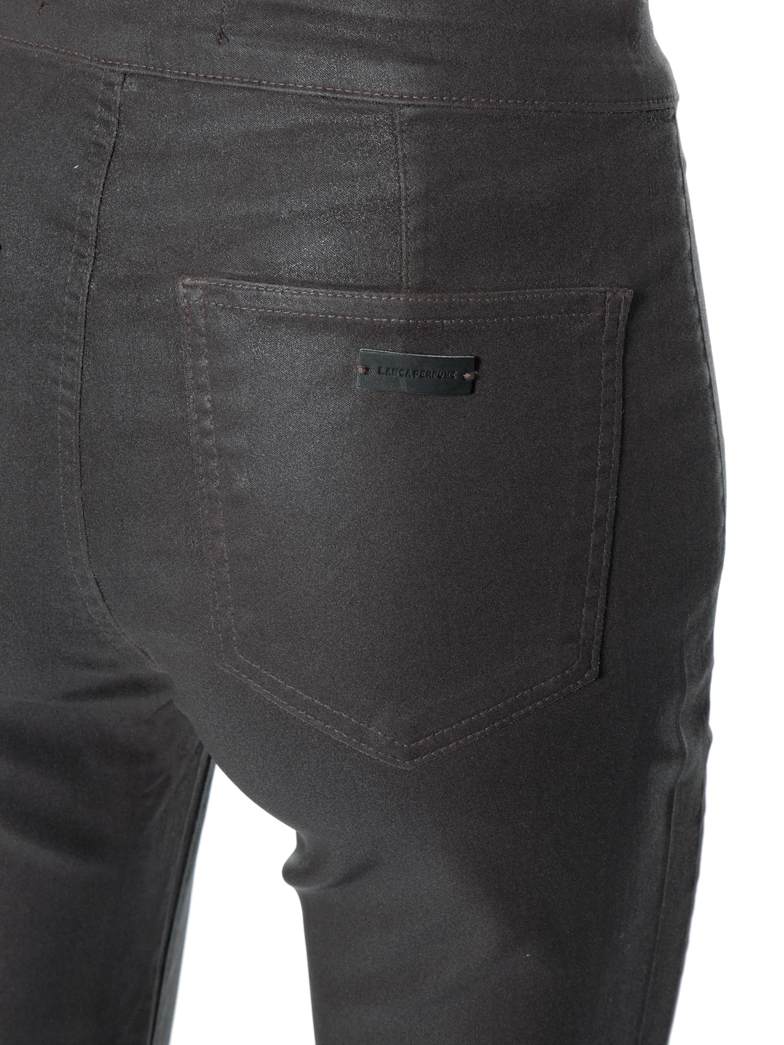 Calça Feminina Sarja Jegging Resinada Super High Marrom Lança Perfume