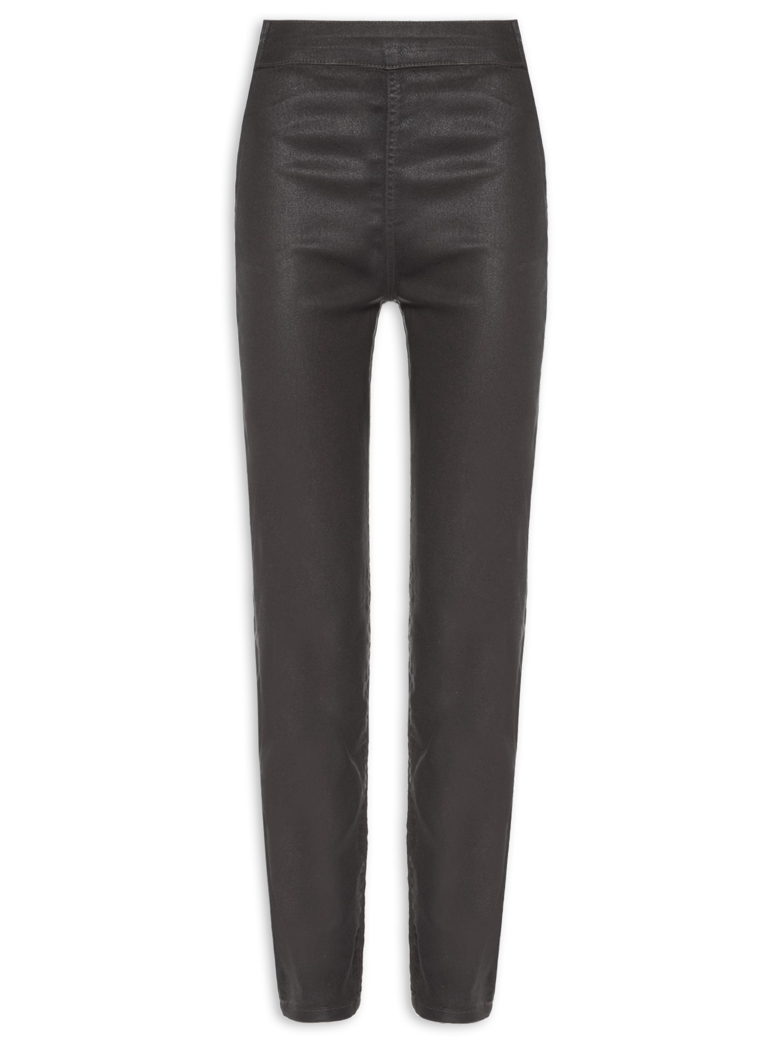 Calça Feminina Sarja Jegging Resinada Super High Marrom Lança Perfume