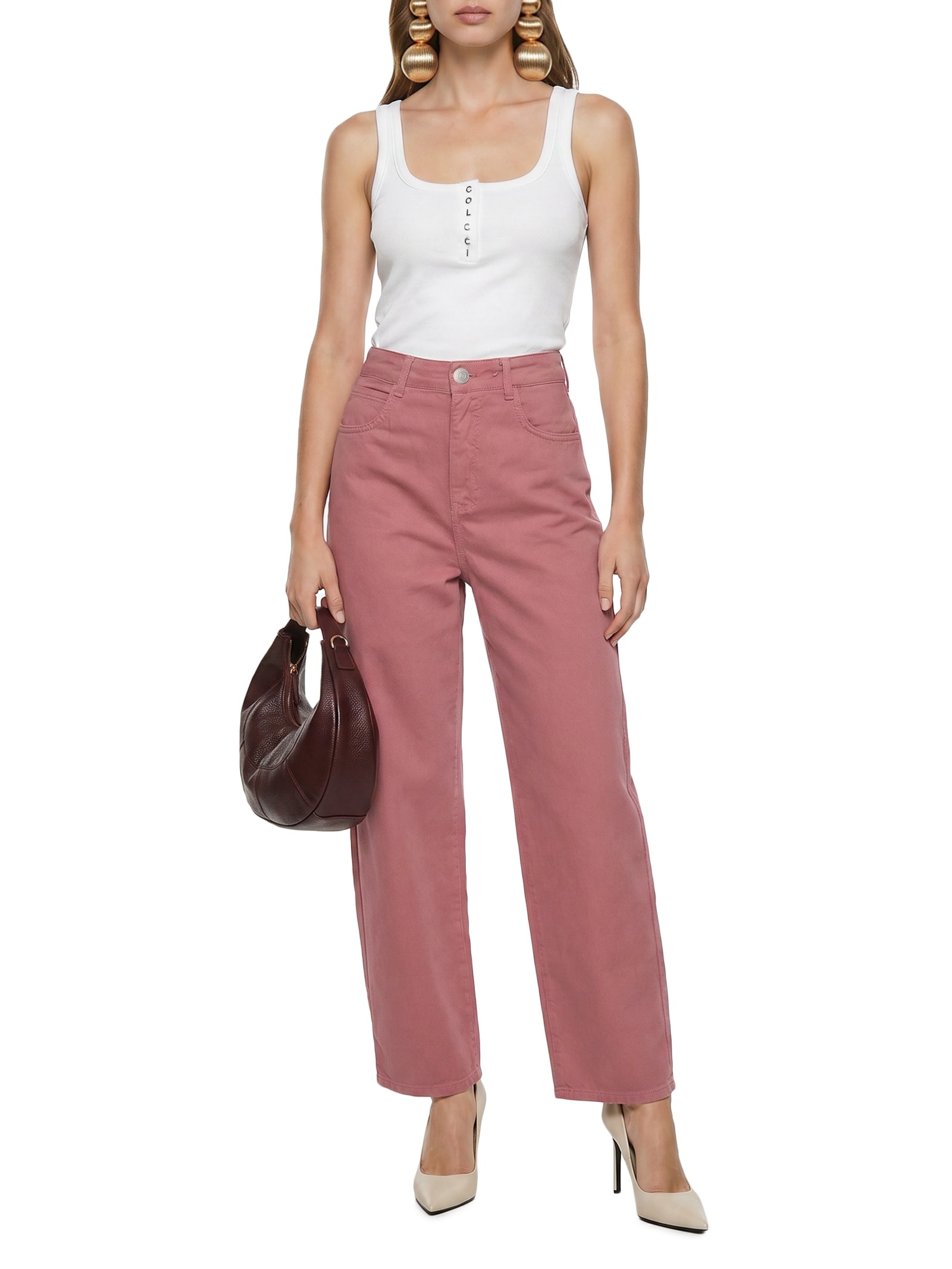 Calça Feminina Sarja Joana Barril Rosa Colcci