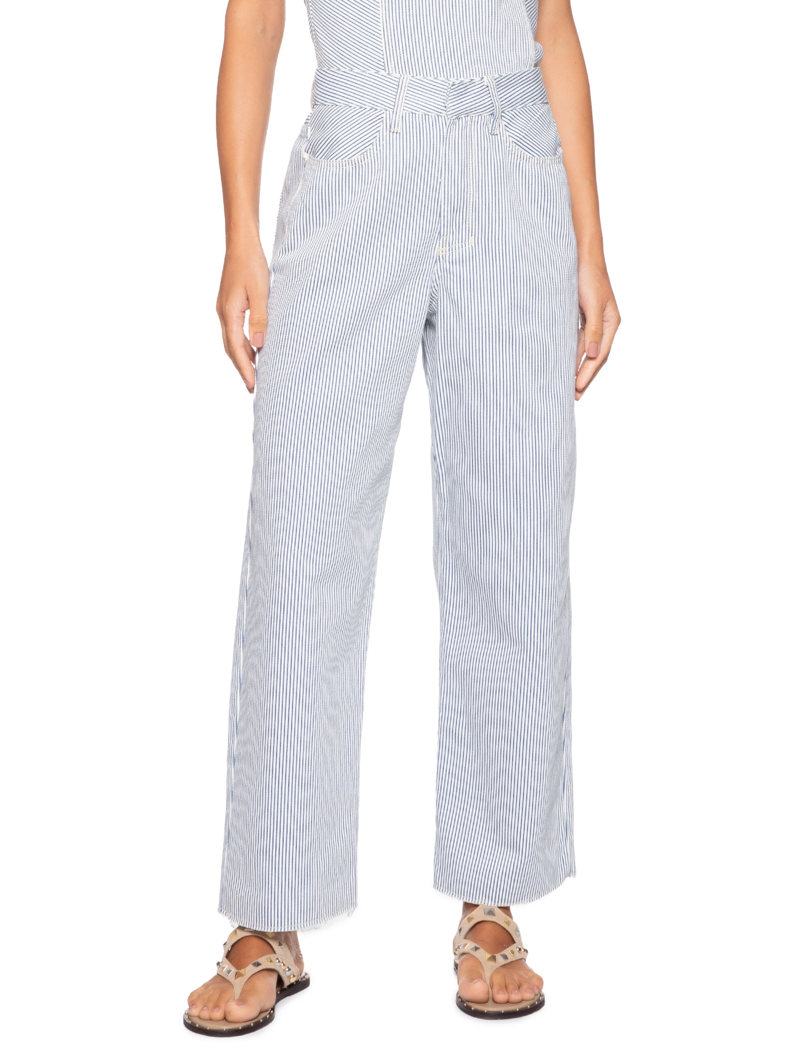 Calça Feminina Sarja Listra Denim Reta Azul Dress To