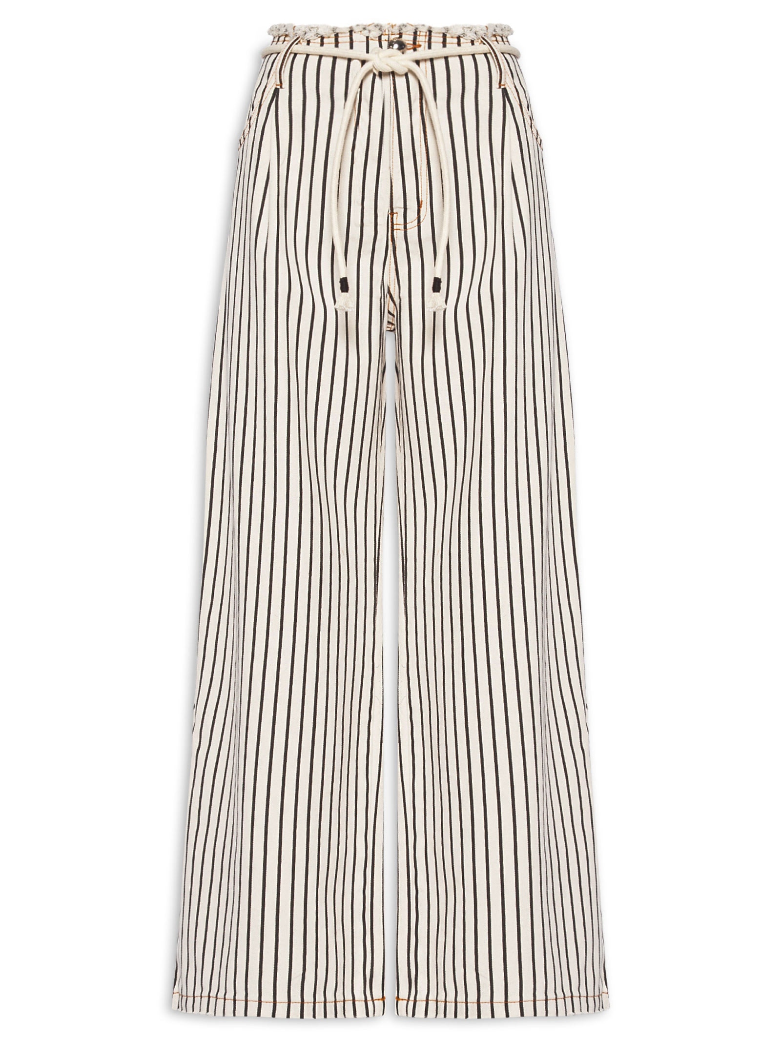 Calça Feminina Sarja Listrada Branco Farm